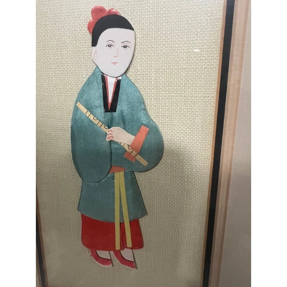 Set 2 Framed Vintage Art‎ Chinese Silk Fabric 13x9.5